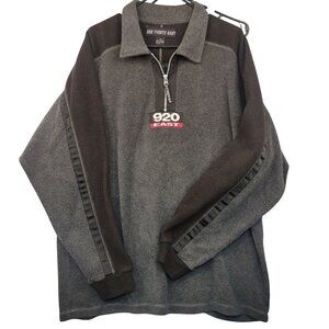 Nine Twenty East Mens 920 East XL Quarter-Zip Gray Black Fleece Pullover Sweater